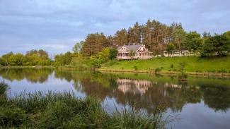 home with lake